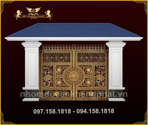 Mẫu cổng nhôm đúc 2 cánh đơn giản bền đẹp năm 2026